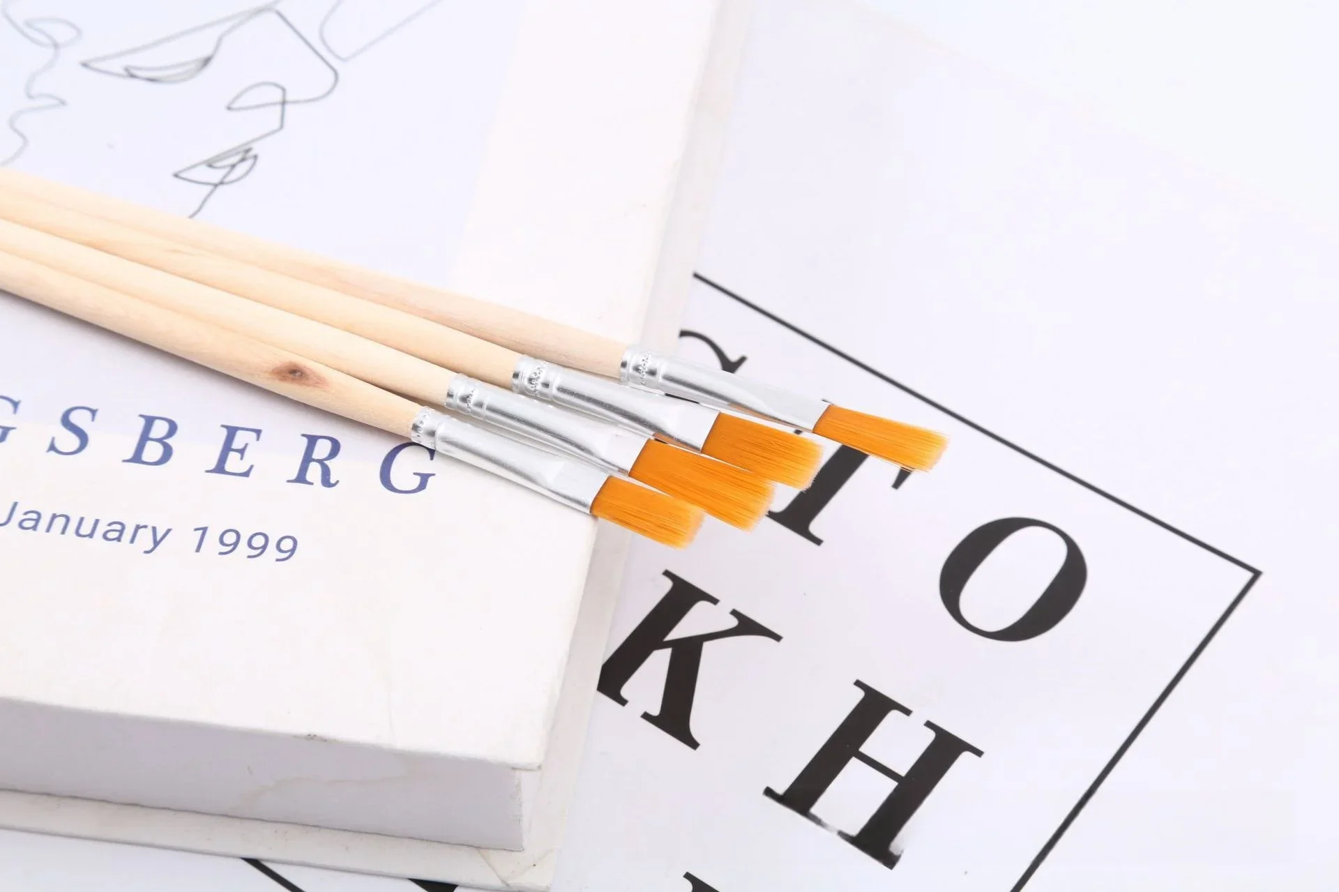 10 Stück/30 Stück/50 Stück/100 Stück Flachpinsel mit Nylonborsten, Stift mit Spitze, Zeichenstift – Detail 4