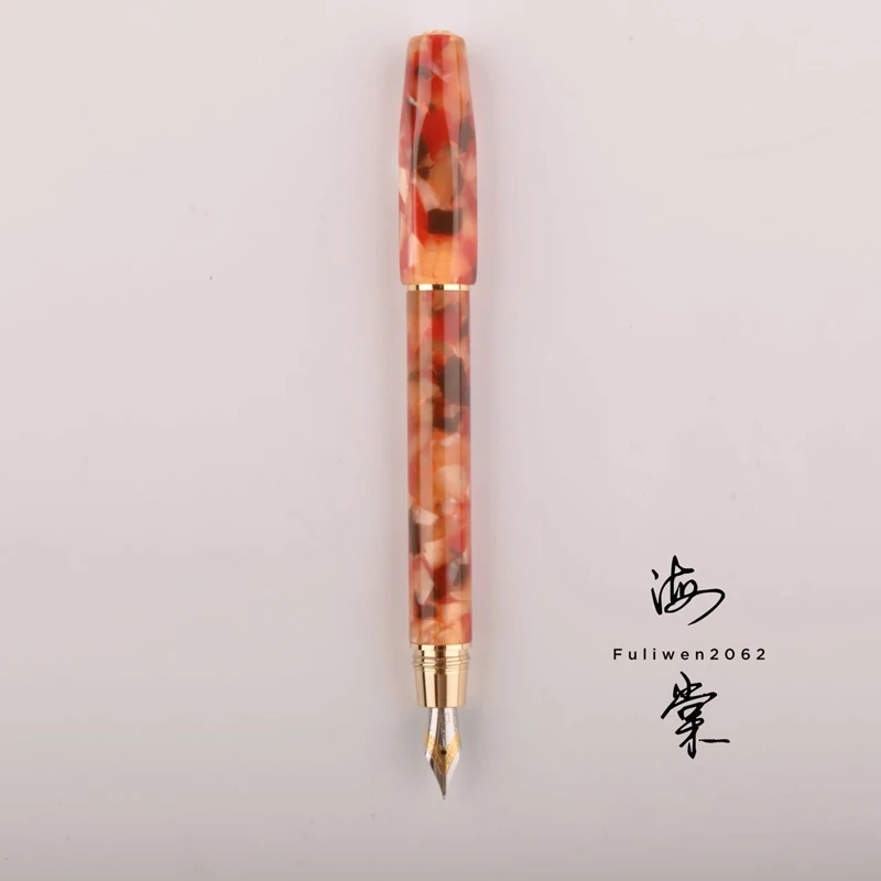 

Fuliwen Rhombus Ice Flower Marble Celluloid 0.38mm F/EF Nib Fountain Pen Ink Pen Luxurious Writing Tool Pen Set