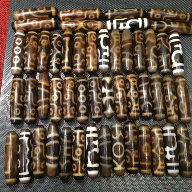 220716-2 Brown Old Color 50pcs/lot Magic Power Fine DZi Bead 13*49mm Amulet Collection Jewelry for Men& Women