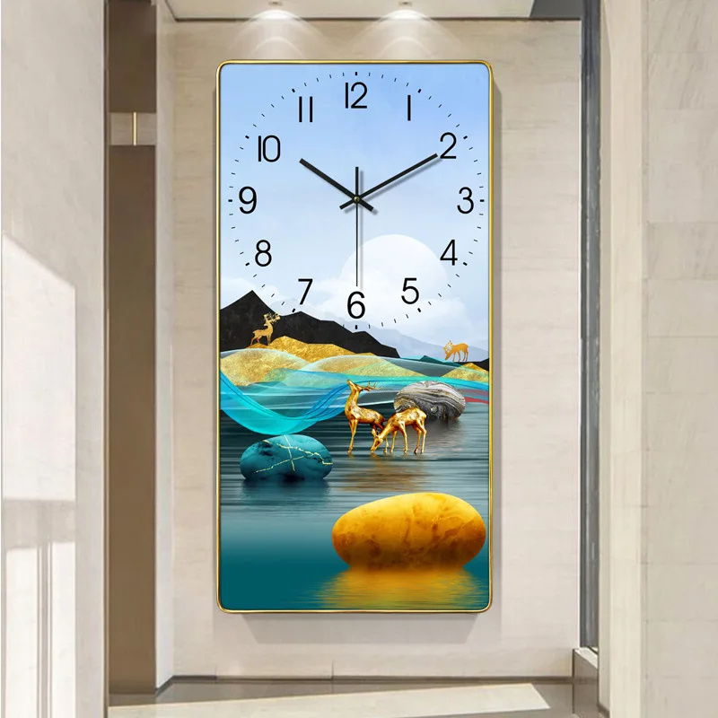 

Living Room Wall Decoration Dining Room Clock Painting Modern Contracted Large Rectangle Clock Household Fashion Hanging Table