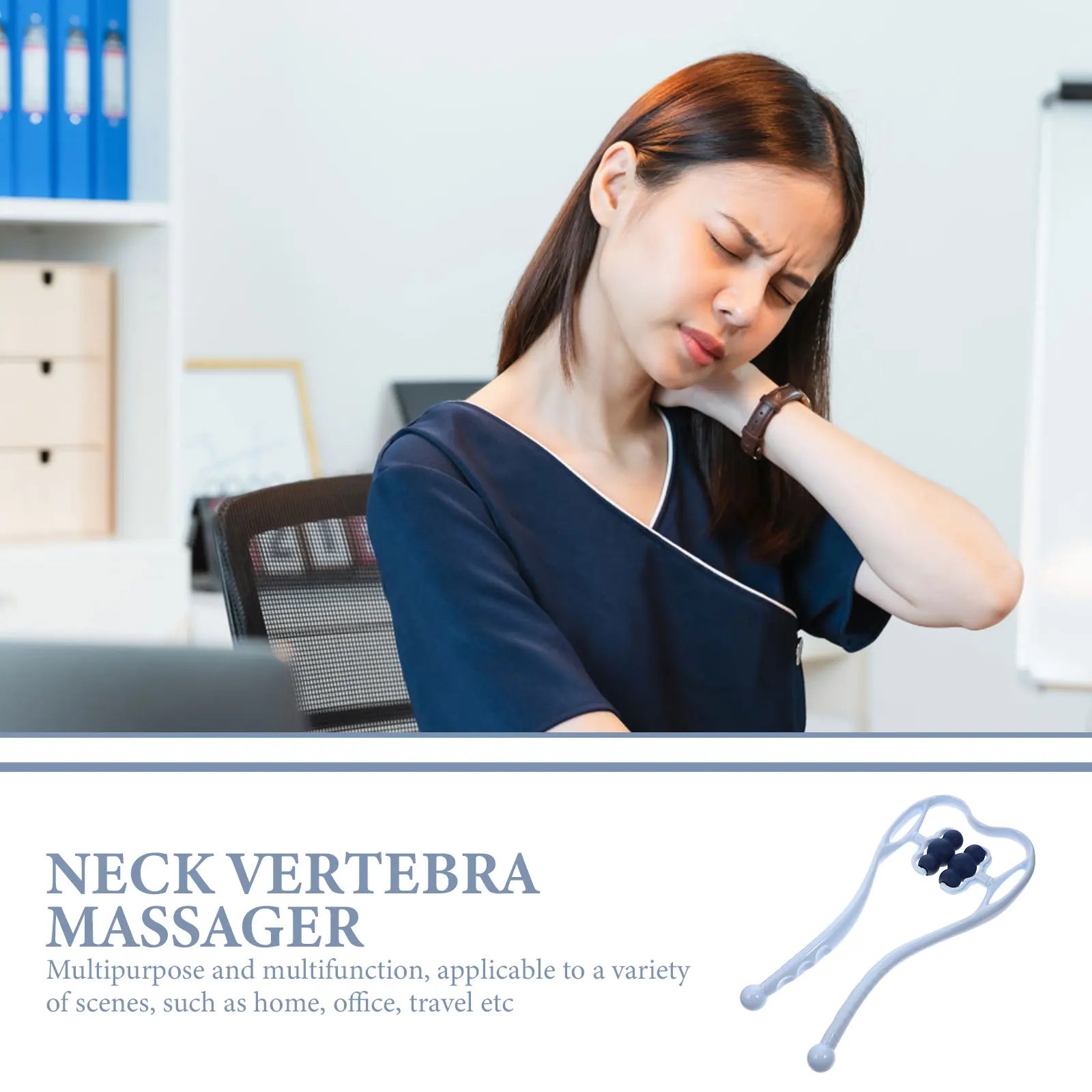 

Manual Neck Massager ABS Clip Lymph Masaging Tool Roller Back Vertebra Trigger Point Cervical Home Office Travel Gift