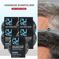 PURC Shampoo Bar Hair Care Bamboo Charcoal Seaweed Ginger Scalp Cleaning White Hair Darkening Anti-dandruff Hair Growth Products