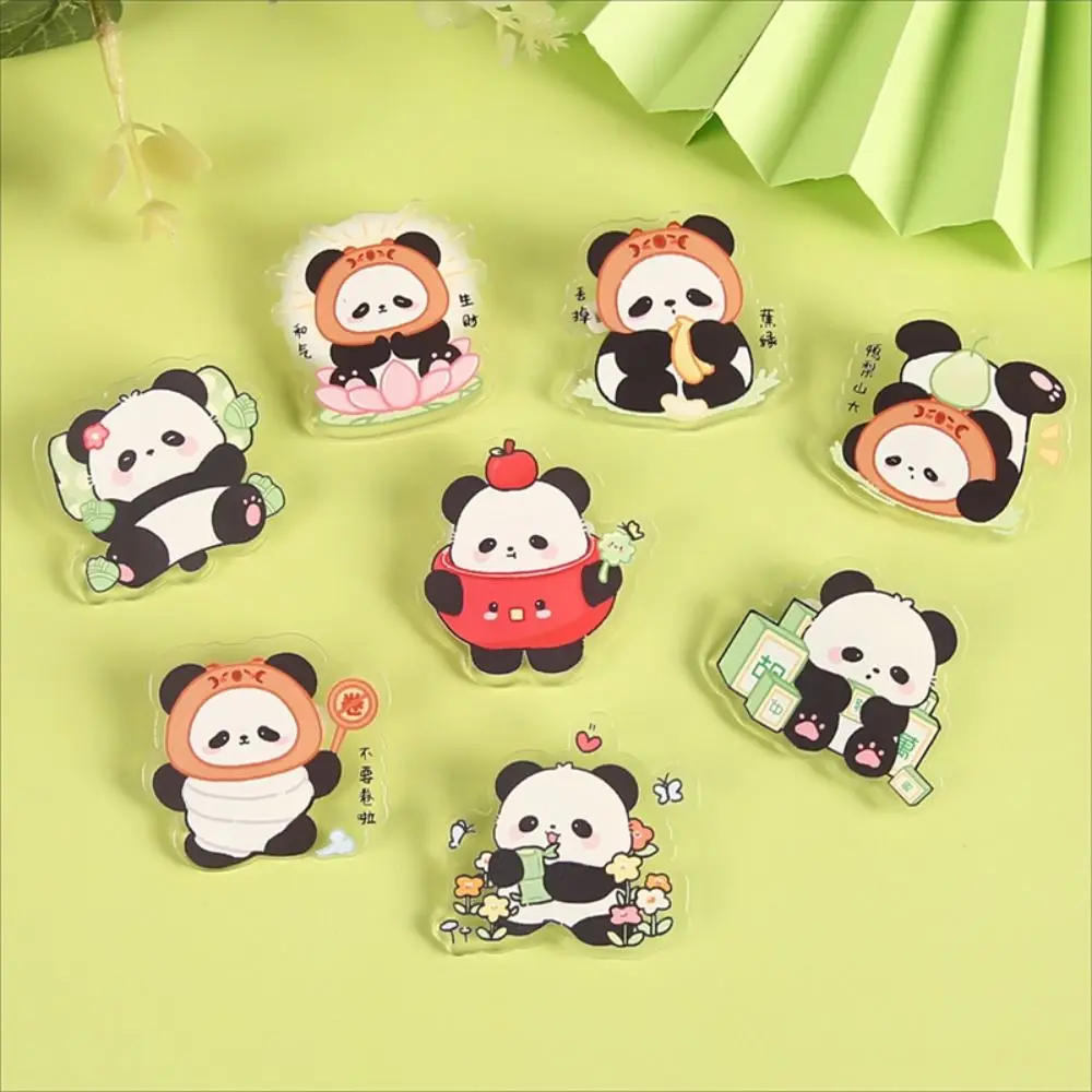 5Pcs/Set Cute Cartoon Panda Design Brooch Creative Fashion Acrylic Badge Pin Clothing Backpack Decor Accessories Gift