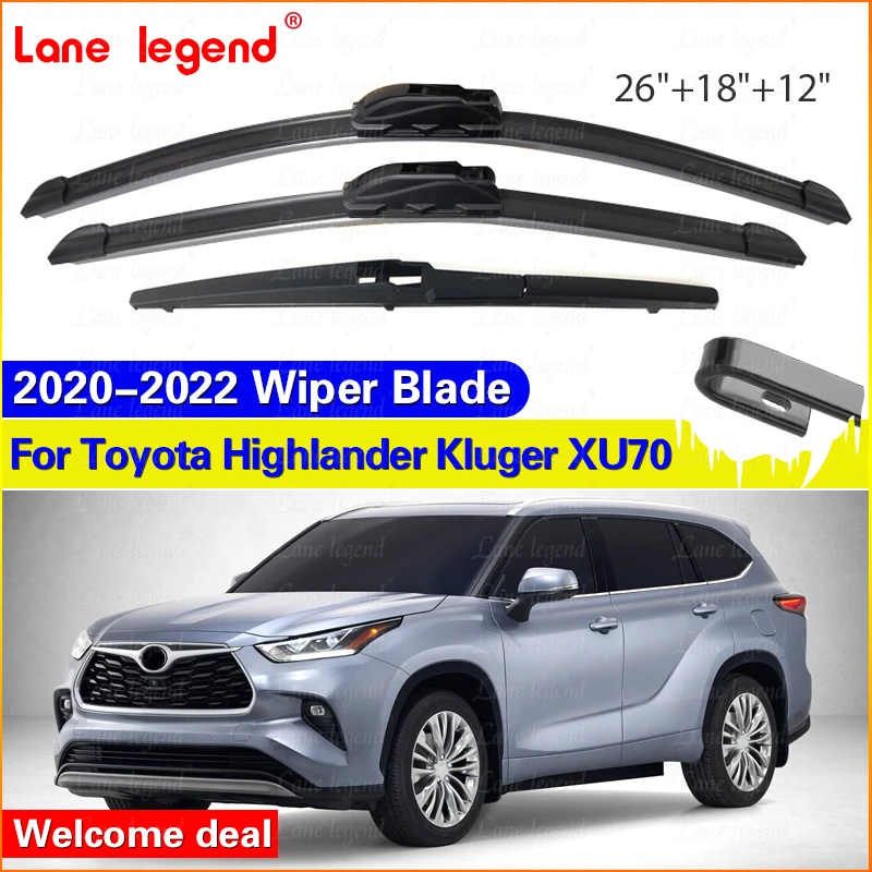 

Car Front Rear Wiper Blades For Toyota Highlander Kluger XU70 2020 2021 2022 Window Cleaning Brushes Washers Auto Accessories