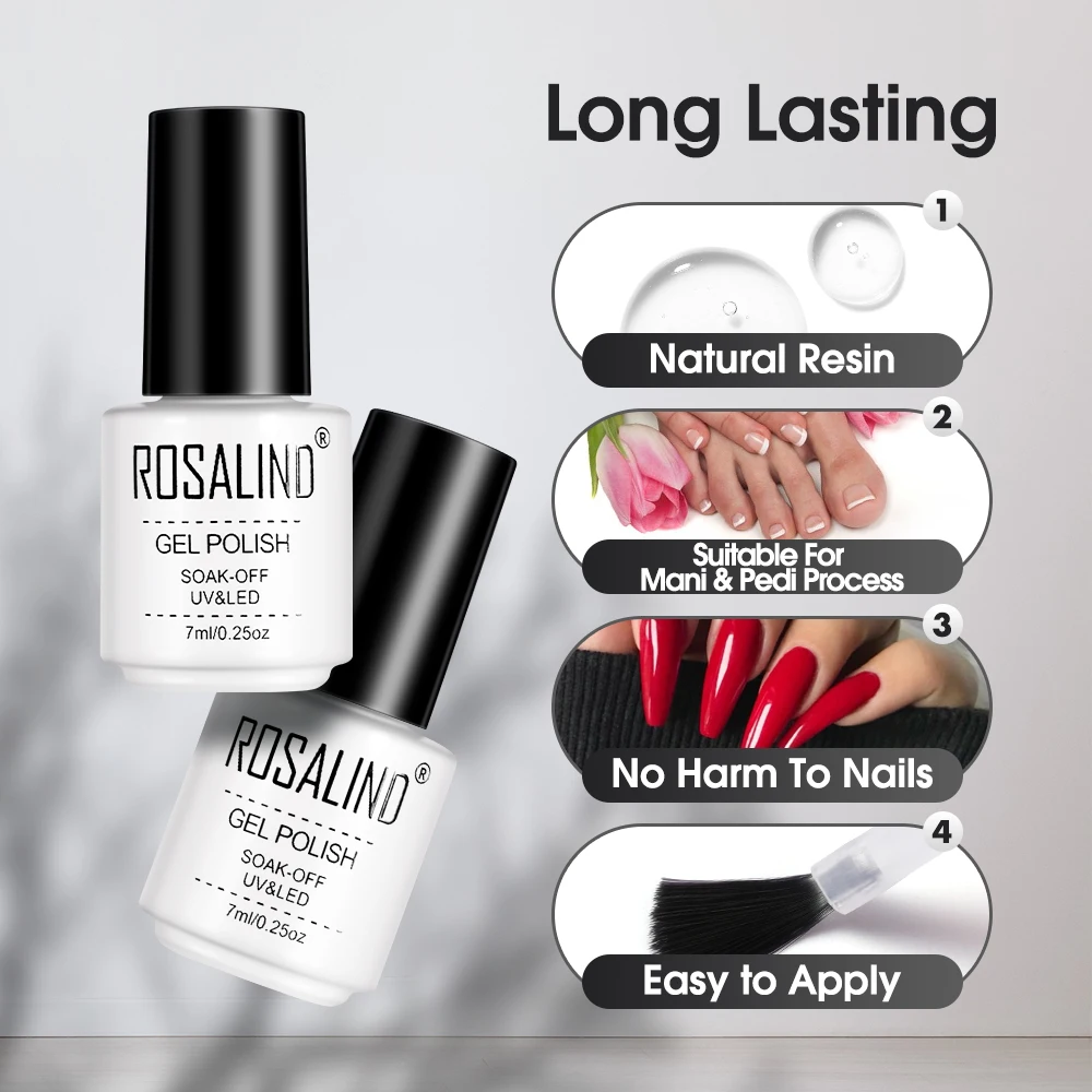 Rosalind 12 Stück Set rote Farbe Gel Nagellack Vernis semi permanent brauchen Top Base Coat hellen Klassiker für Nail Art LED/UV-Lampe