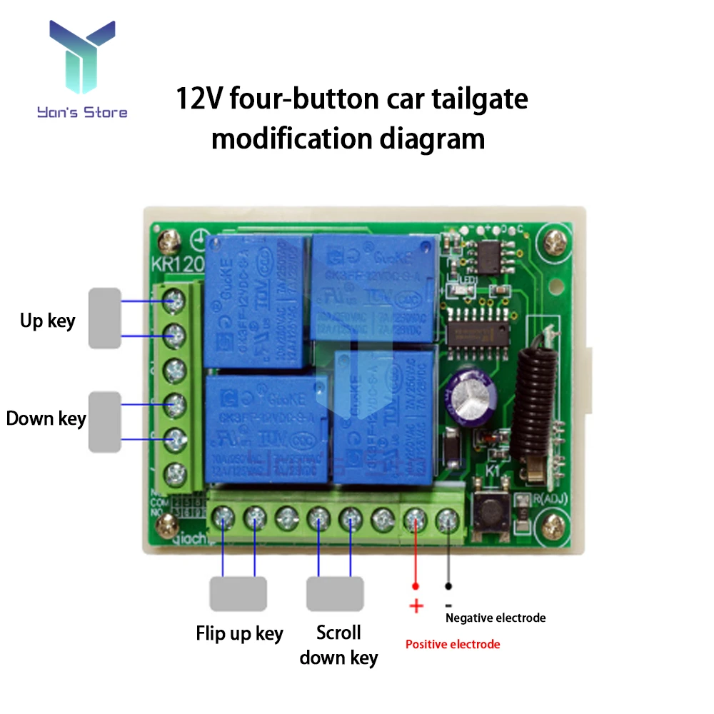 315MHz 433Mhz DC12V Smart Wireless Remote Control Switch 4 Channel RF Relay Receiver Module for Home Light Switch Garage Gate