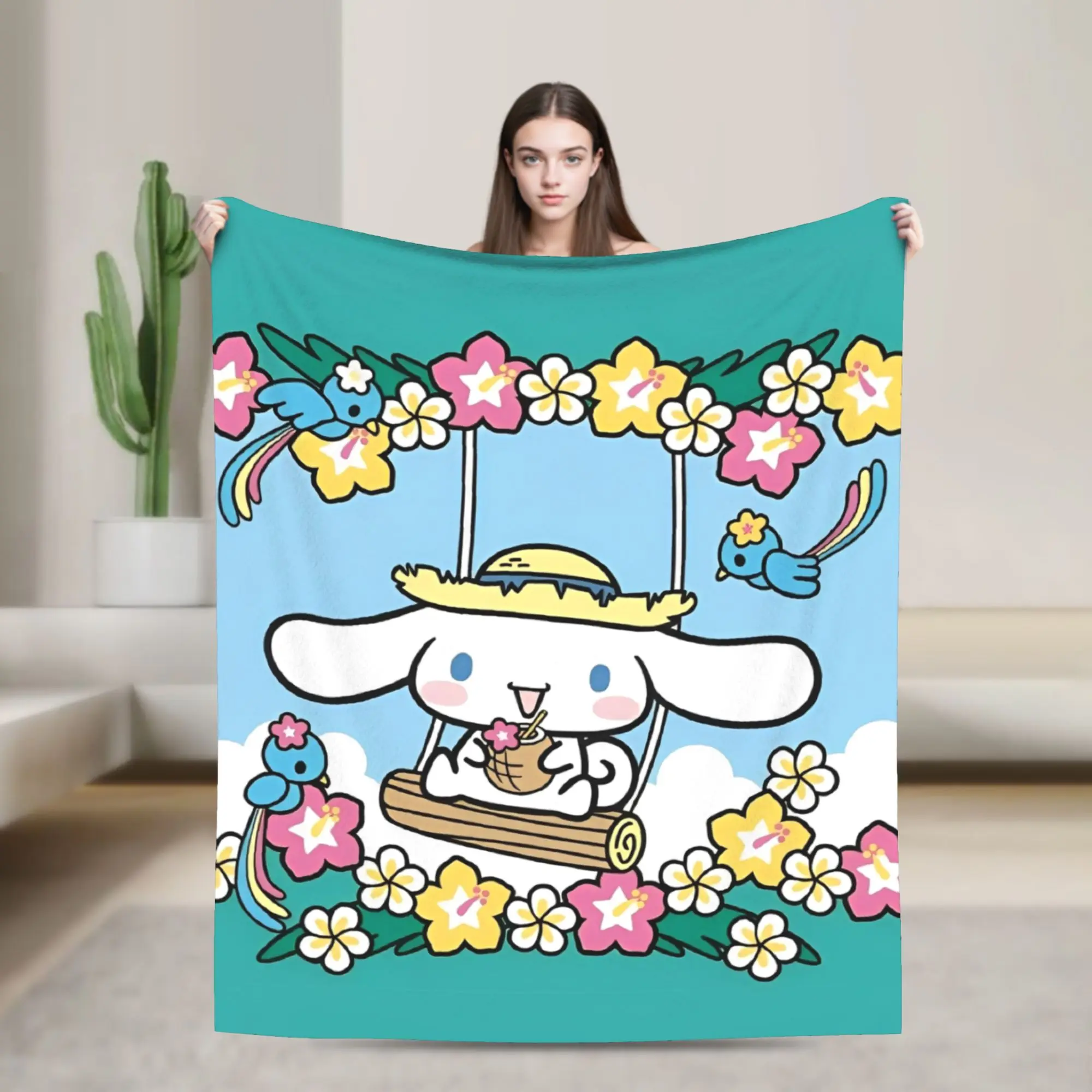 

Одеяло с героями мультфильмов Cinnamoroll Kawaii, теплое, уютное, пушистое одеяло для дивана, 50x60 дюймов, покрывала разных размеров
