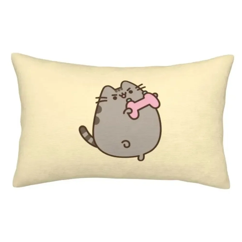 Custom Kitty Cat Play Game Pussy Cartoon Home Decoration Salon Rectangle Pillowcase Pusheenes