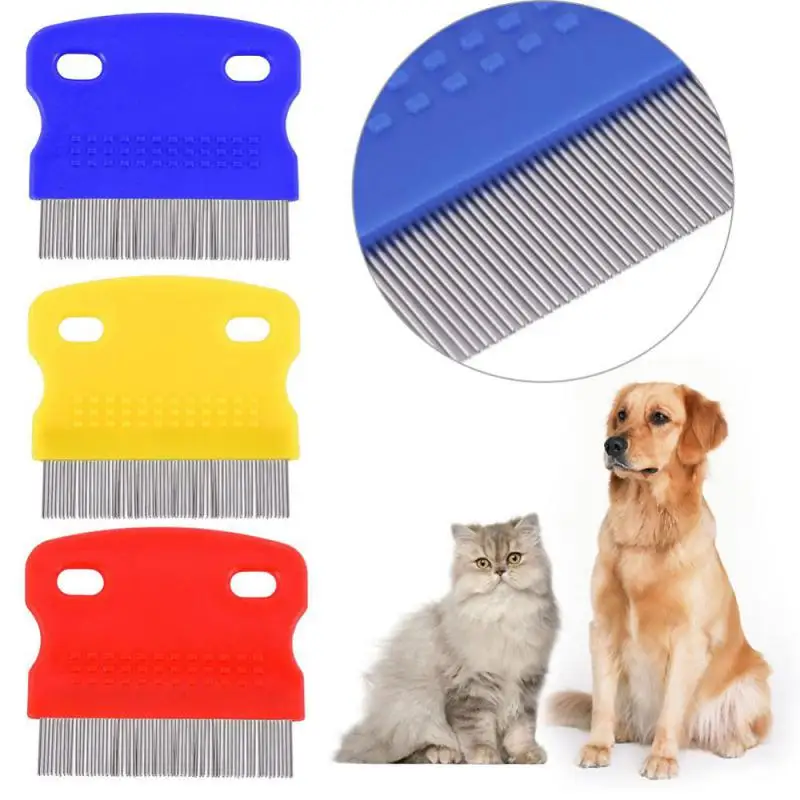 1Pcs Stainless Steel Dog Grooming Comb Removal Mucus Flea And Hair Small Lice Brush Dog Cat Kitten Hair Trimmer Pet Supplies