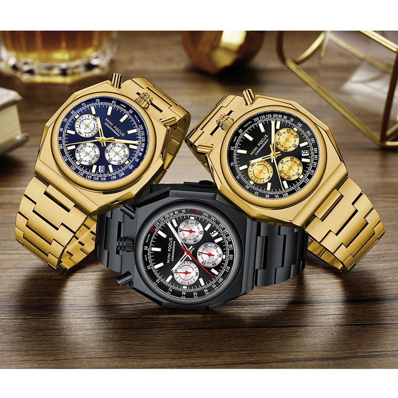 

MINI FOCUS 0601G мужские кварцевые часы с ремешком из нержавеющей стали, аналоговый многофункциональный циферблат, деловой стиль, пульсометр, мужские наручные часы