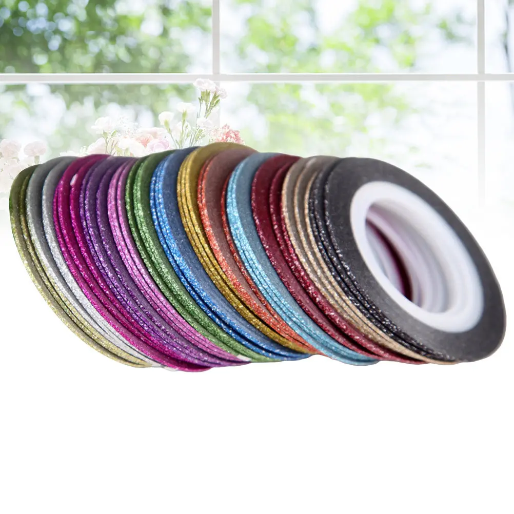 

52 Rolls Sparkle Nail Tapes for Artistic Manicure and Pedicure Self Adhesive Decorative Strips Various Colors Nail Tape
