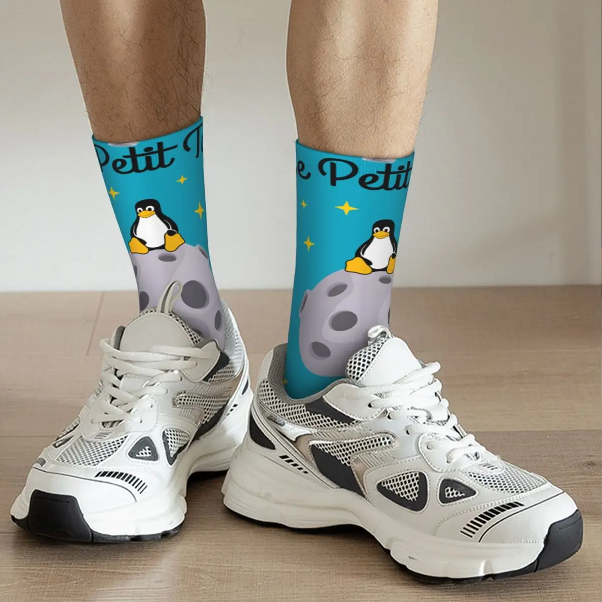 Lustige verrückte Kompression stern Socke für Männer Hip Hop Harajuku L-Linux Tux Maskottchen glücklich nahtlose Muster gedruckt Jungen Crew Socke