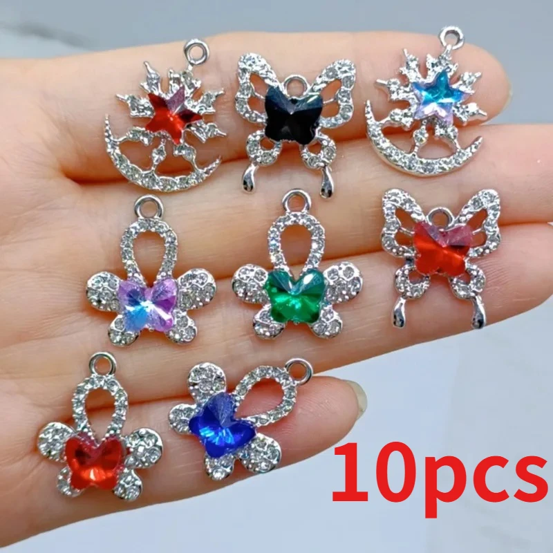 

10pcs Crystal Butterfly Charms for Jewelry Making Alloy Animal Star Charms Pendants for DIY Necklaces Earrings Gifts