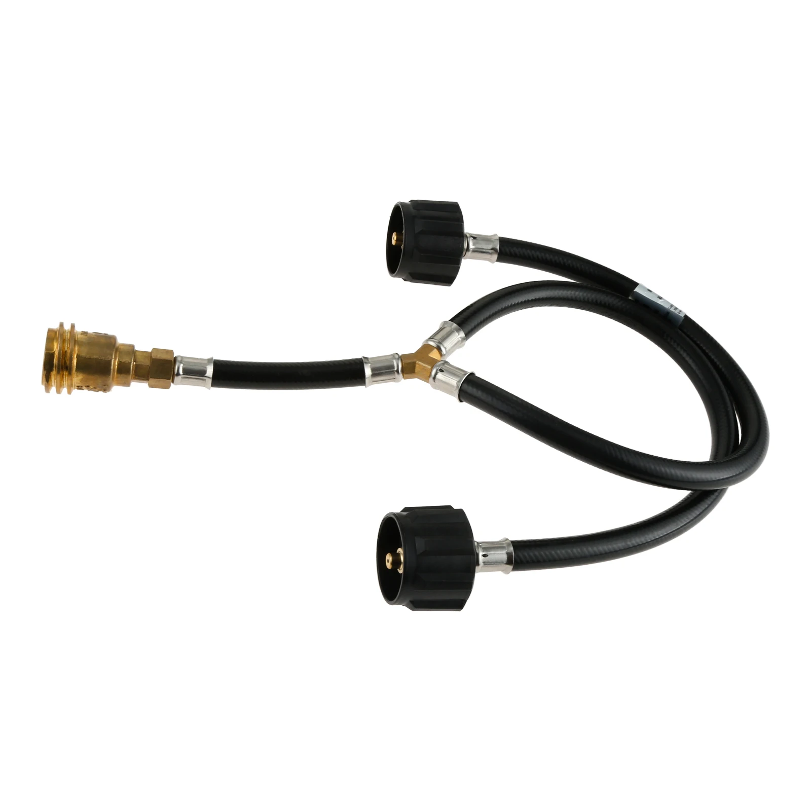 1set Propane Y Splitter 2-Way Hose Converter Pipe with Gauge Universal Qcc1/Type1 Inlet & POL/QCC1 Exit  Connect Tank Grill