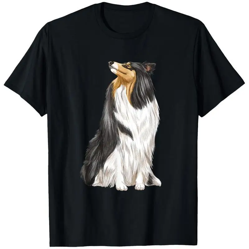 

Unisex Shetland Sheepdog T-Shirt Collie Dog Lover Realistic Graphic Tee Pet Owner Animal Enthusiast Loyal Friend Casual Top Gift