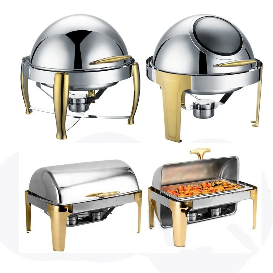 1pcs Roll-Top Chafing Dish Buffet Set Stainless Steel Chaffing Dishes Buffet Food Warmer Set for hotel Restaurant