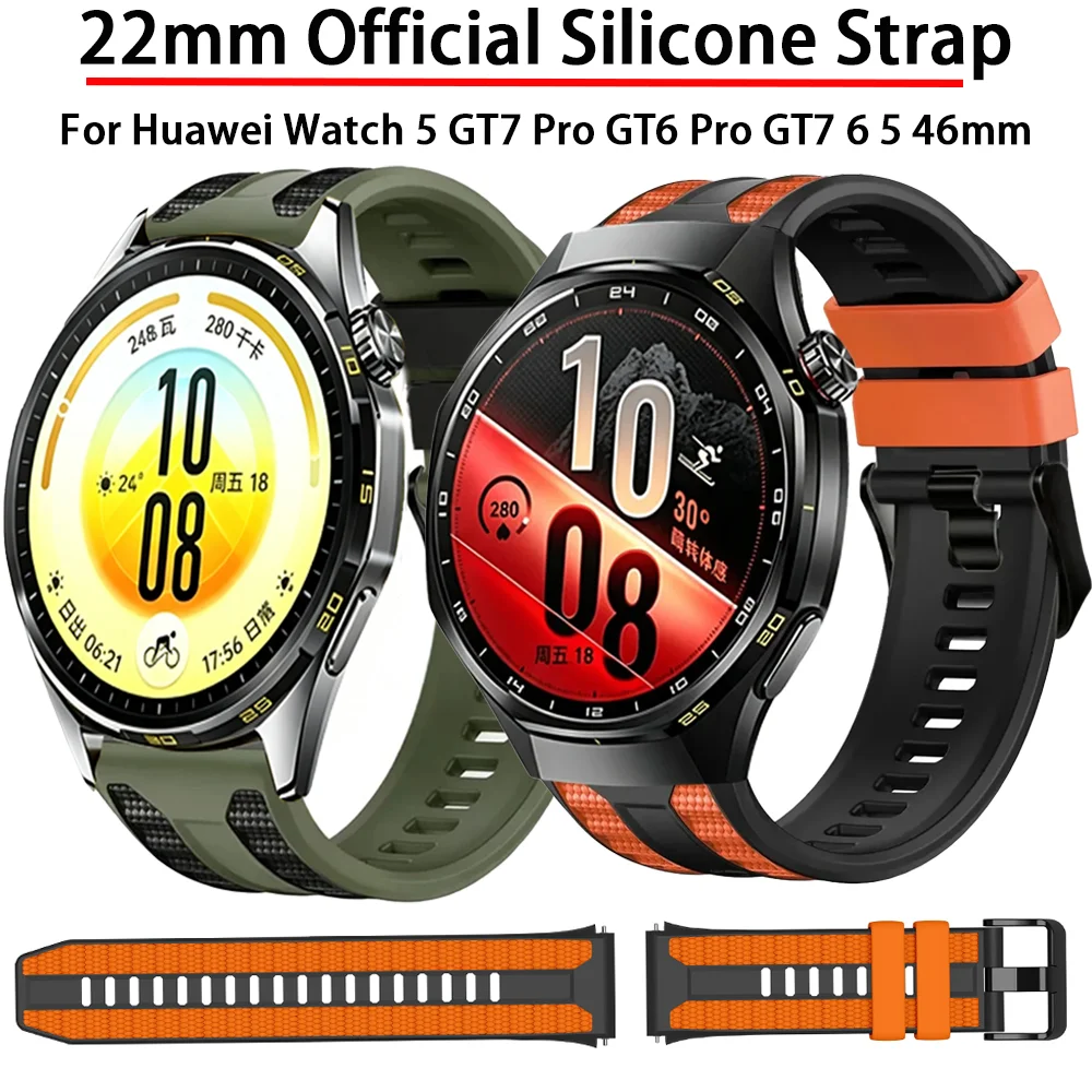 22mm Offizielles Silikonarmband für Huawei Watch 5 GT7 Pro GT6 Pro GT7 6 5 4 46mm Armband für Huawei Watch Ultimate 2 GT Runner 2
