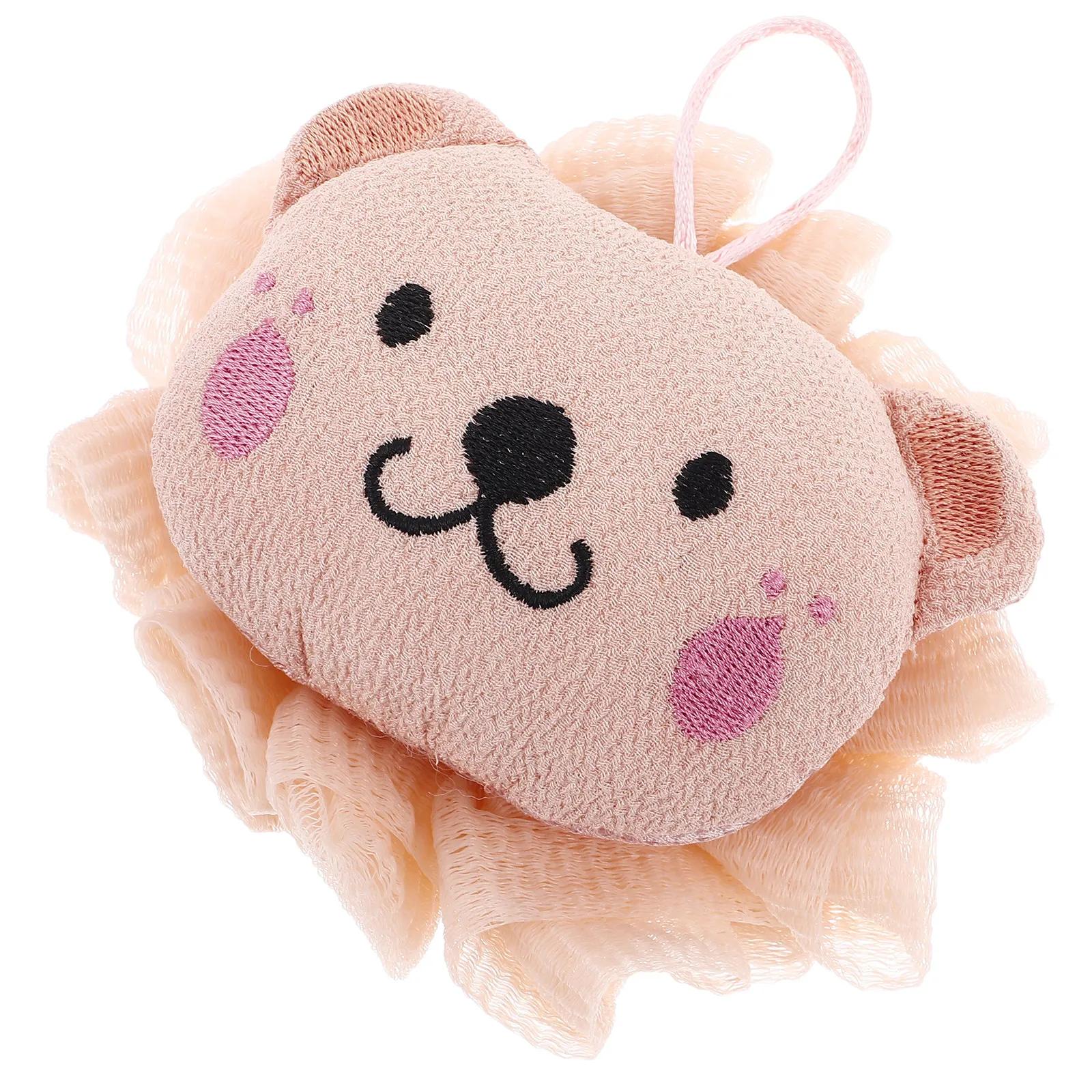 Cartoon Lion Bath Pouf 2-in-1 Body Scrubber Exfoliator Soft Gentle Mesh Shower Loofah for Kids Adults Easy Lathering Hangable