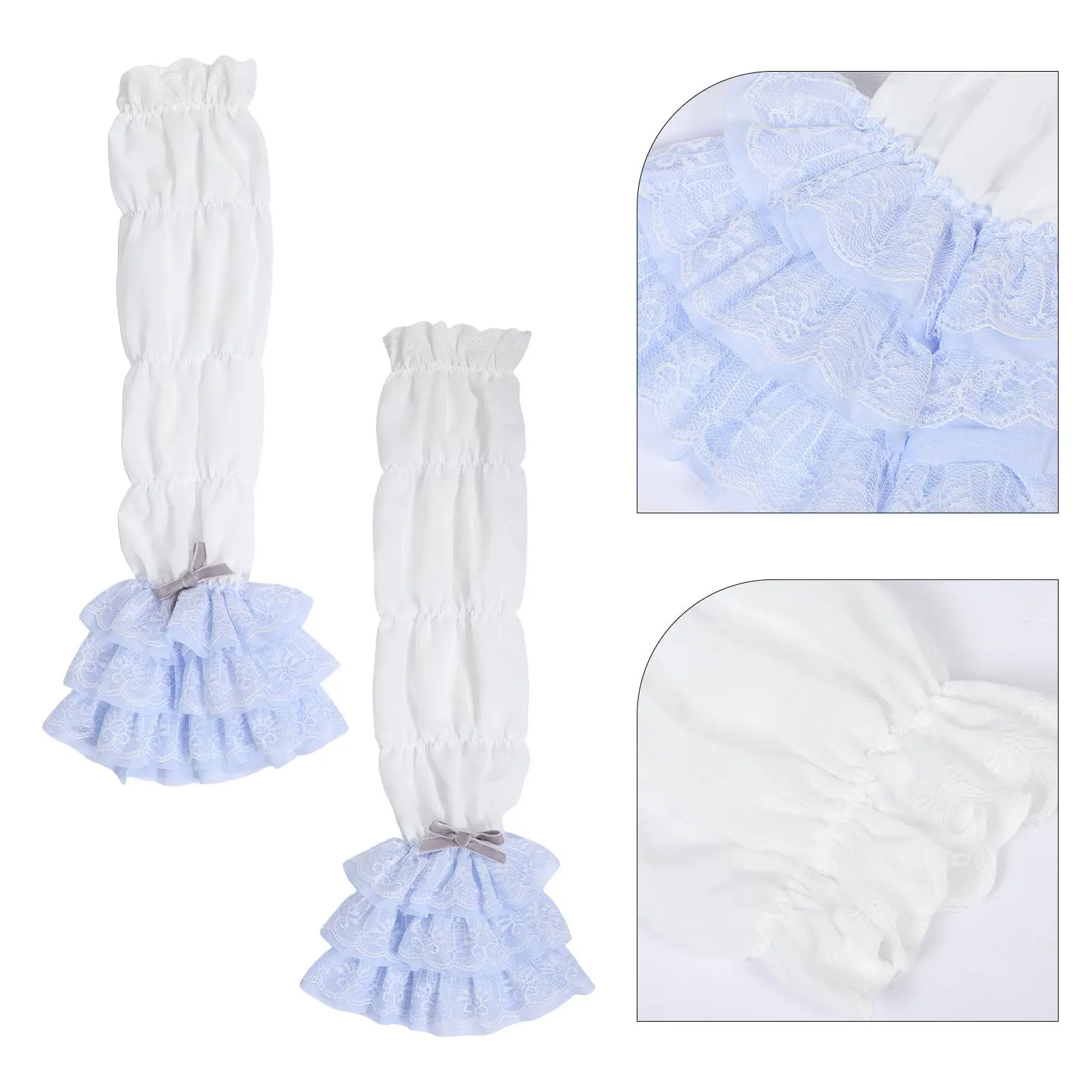 1-ペアロリータレースフリル手首カフス女性エレガントな指なしアームスリーブ取り外し可能なブライダルチュールコスプレアクセサリー結婚式用