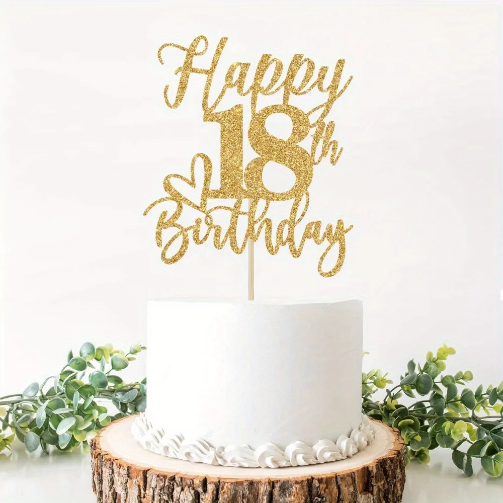 1 Stück Happy 18th Birthday Cake Topper, Prost auf 18 Jahre Tortendekoration, Lustige 18. Geburtstagsdekorationen – Detail 4