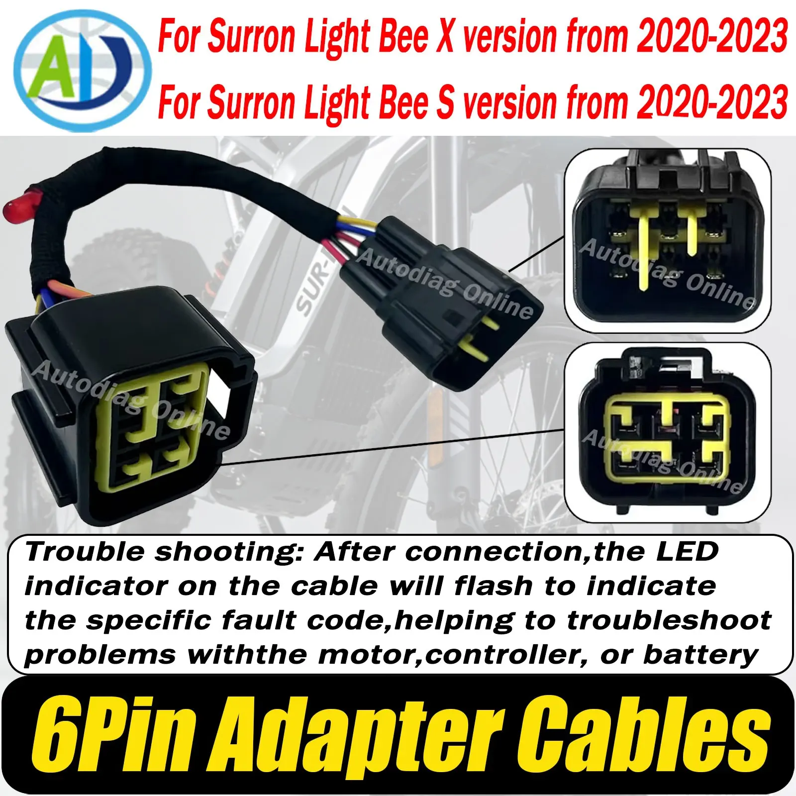 

OBD2 diagnostic Cable 6Pin Diagnostic Adapter Cables for Sur Ron Light Bee X LBX for Segway X160 X2 Motorcycle Adapter Cable