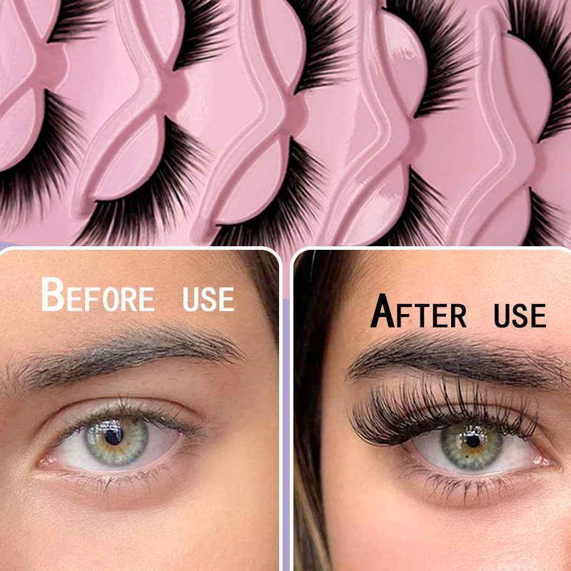 5 أزواج من الرموش الصناعية الطويلة والسميكة لإنشاء مكياج رقيق يبدو رموش صناعية قابلة لإعادة الاستخدام