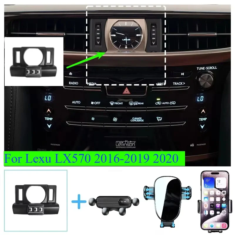 

Car Phone Holder For Lexus LX570 2016 - 2020 15W Wireless Charging Bracket Base Gravity Stand Phone Mount Base Car Accessories