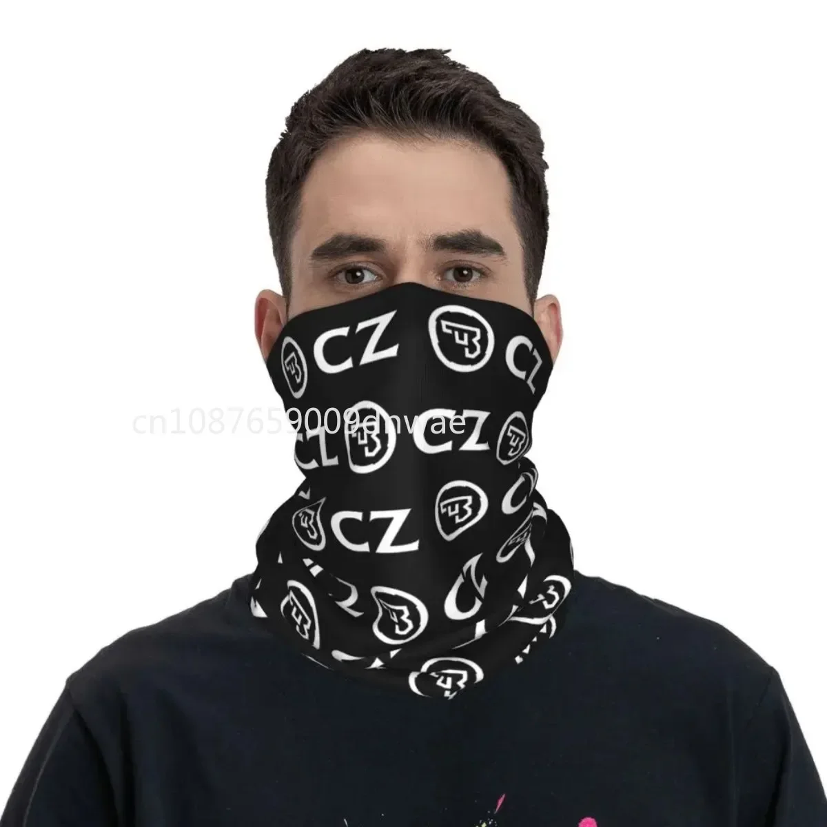 White CZ Guns Logo Bandana Neck Gaiter Printed Face Scarf Warm Balaclava Cycling for Men Women Adult Breathable