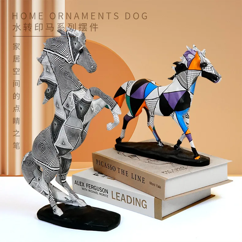 Nordic creative horse decoration dazzling color resin crafts to successful home office decorations