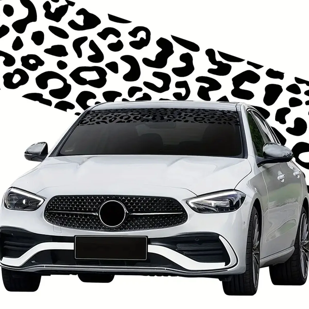 Car Front Windshield Leopard Print Sunshade Sticker Fashion Cheetah Pattern Decal Strip Leopard Print Car Sticker