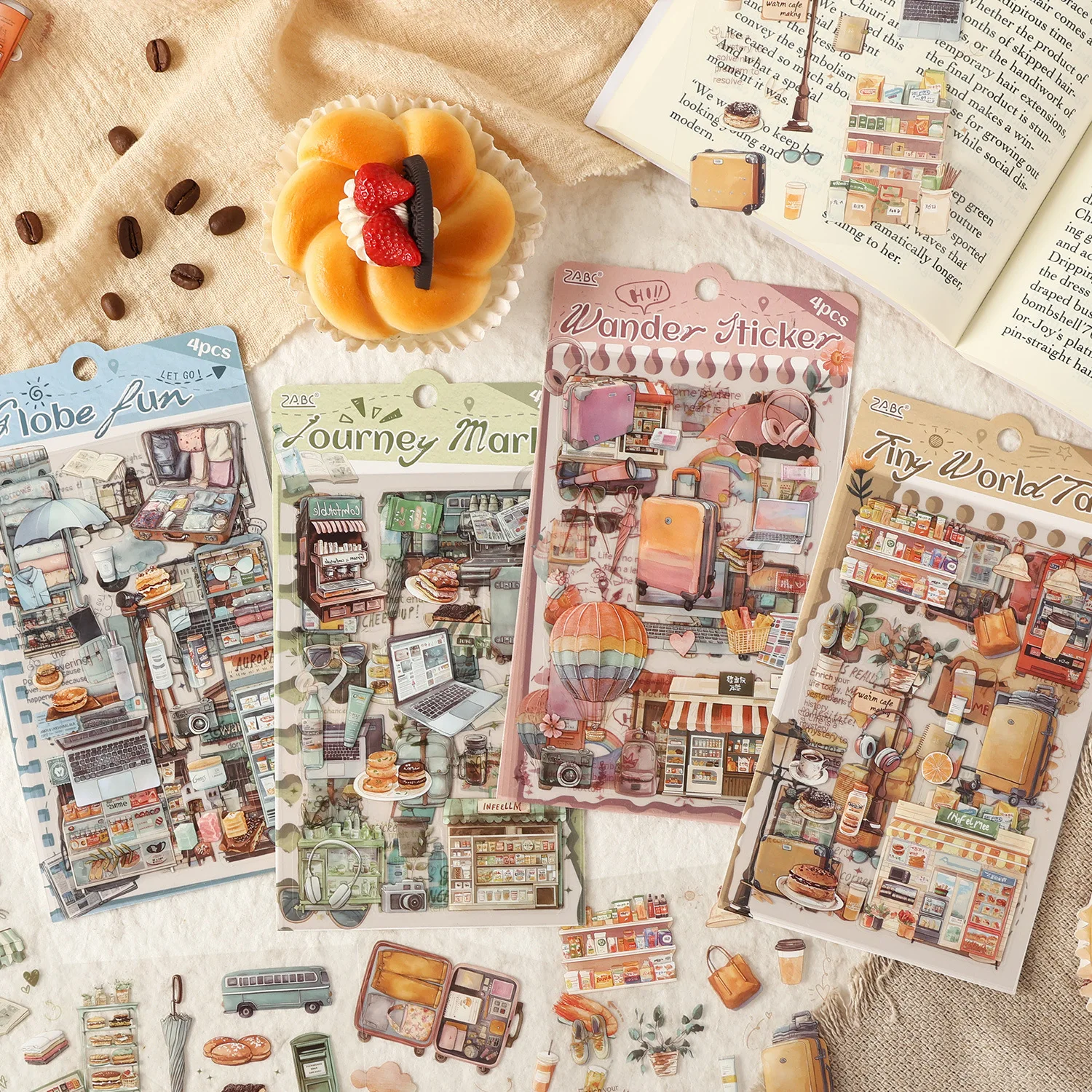 Kawaii Travel Landscape Material Collage Scrapbook PET Sticker Creative DIY Journal Stationery