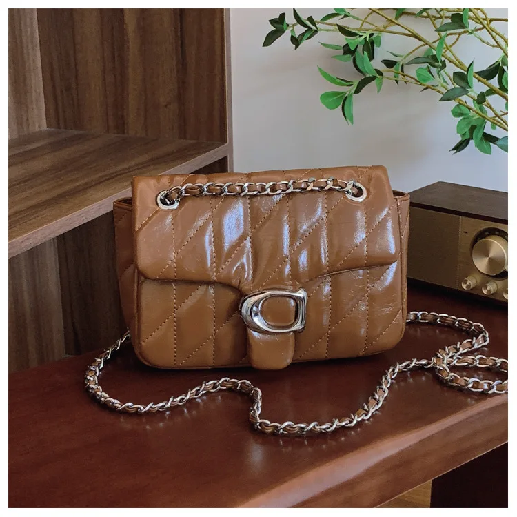 

Шикарная текстурированная сумка через плечо, стеганая сумка через плечо в полоску 2025 года с цепочкой, многосторонняя сумка, стильная и универсальная