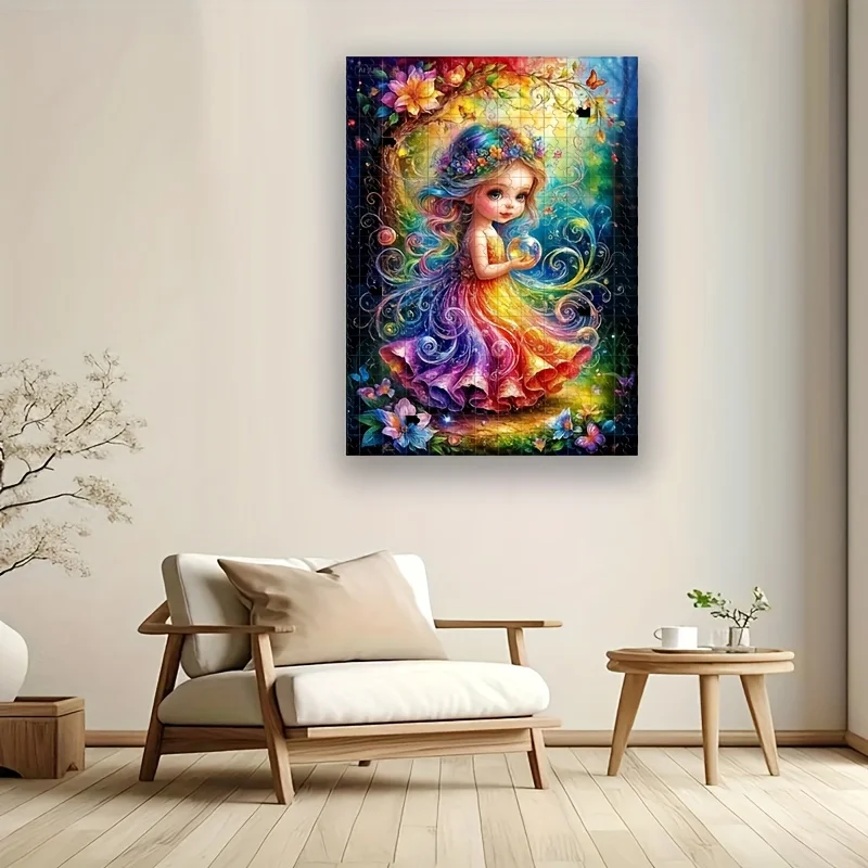 1000피스 마법의 요정 소녀 직소 퍼즐, 빛나는 요정과 꽃밭 - 어른과 가족을 위한 도전적인 대형 직소 퍼즐