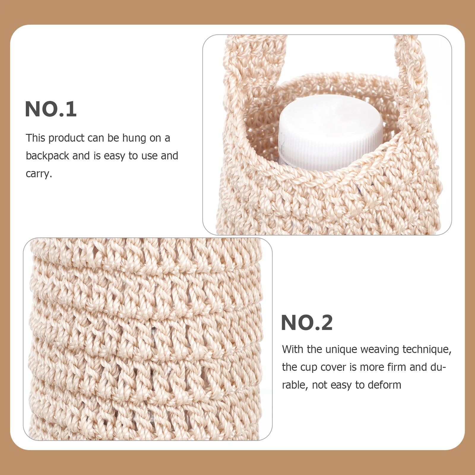 

2pcs Weaving Water Carrier Portable Cotton Holder For Outdoor Use Lightweight Bottle Pouch With Strap Large Capacity Water