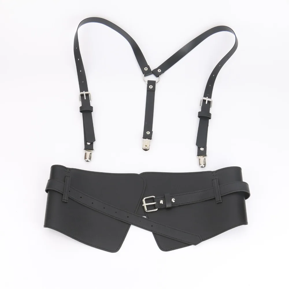 مشد حزام U الجلود تسخير أعلى نمط الشارع واسعة حزام فاسق حزام الصدر مشد جلد قابل للتعديل القوطية الحمالة