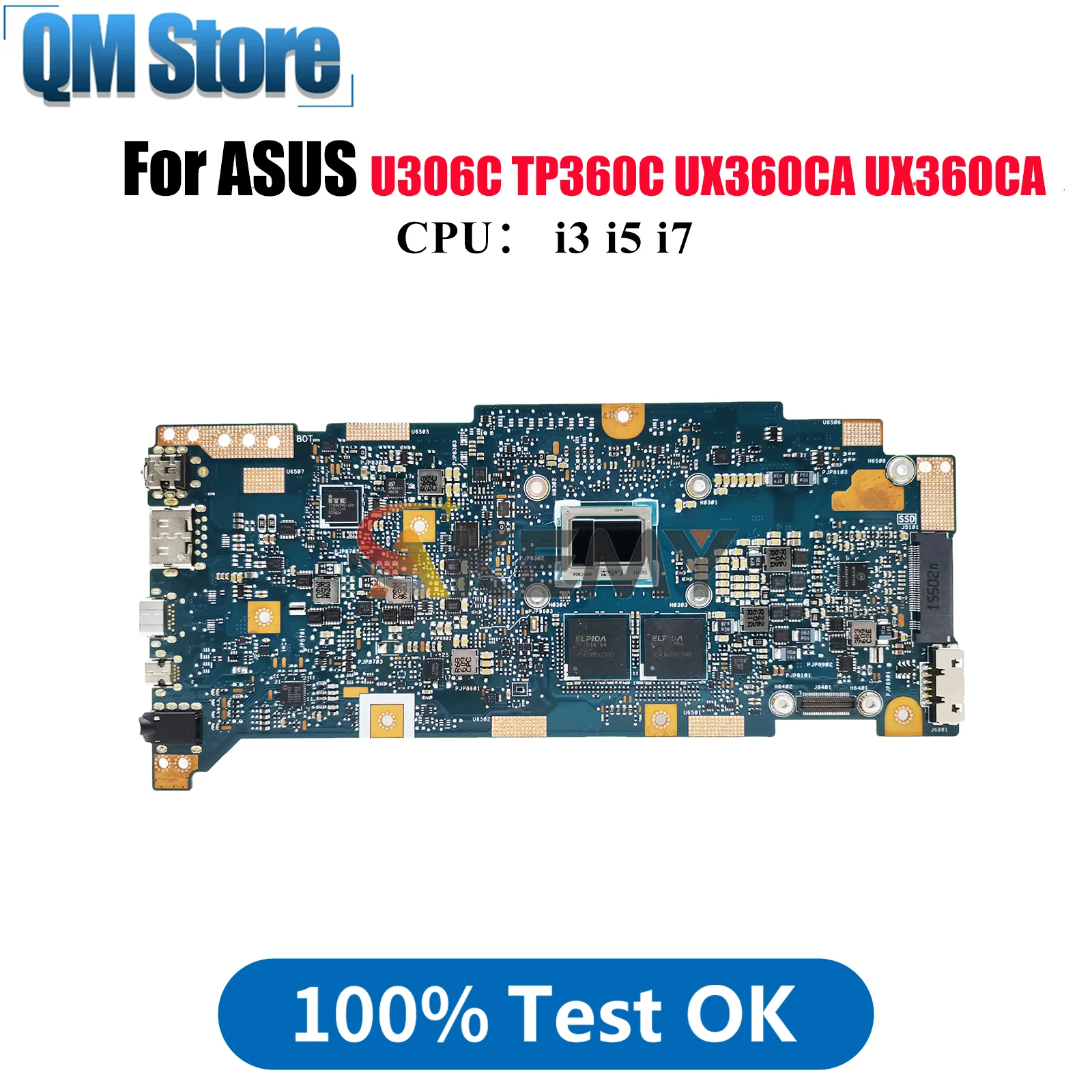 

UX360CA Laptop Motherboard For ASUS ZenBook TP360C UX360CA U306C UX360C Notebook Mainboard With i3 i5 i7 CPU 100% tests OK stk