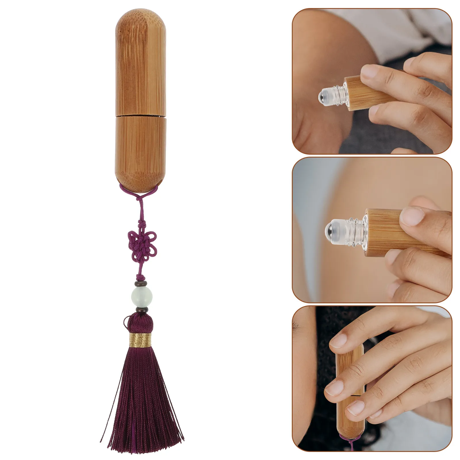 

Флакон-роллер в китайском стиле с бамбуковым корпусом, утолщенным стеклянным корпусом, защитой из бамбуковой оболочки и дизайном с кисточкой для эфирных масел и парфюмерии