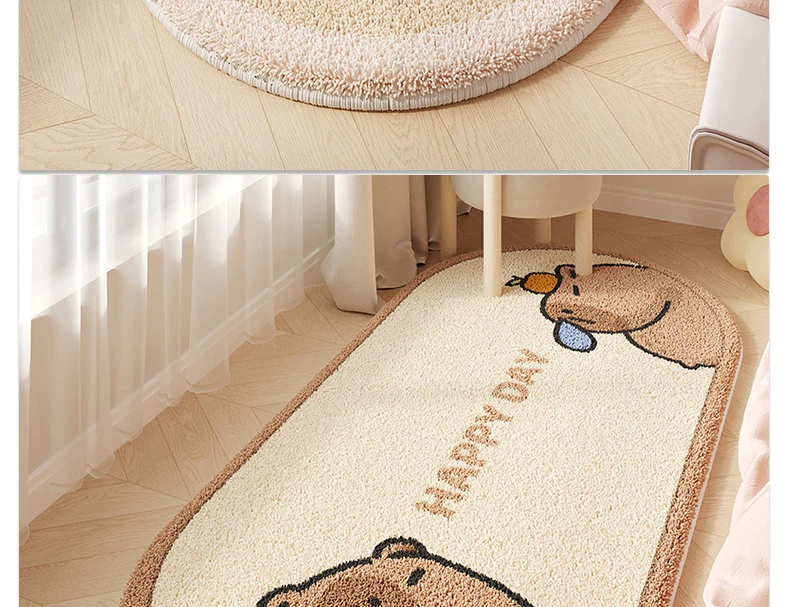 Bedroom Carpet Room Soft Fluffy Bedside Rug Cute Cartoon Capibara Rugs Long Home Decor Non-slip Floor Mat Alfombra De Dormitorio
