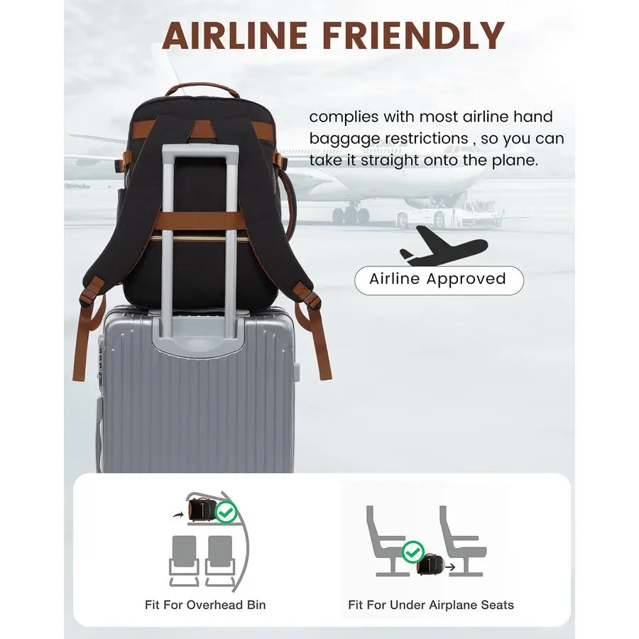 กระเป๋าเป้เดินทางขนาดใหญ่ 50 ลิตร สำหรับผู้หญิงและผู้ชาย ใส่แล็ปท็อปขนาด 17 นิ้วได้ ใช้เป็นกระเป๋าถือขึ้นเครื่องบินได้ ใช้เป็นกระเป๋าสัมภาระส่วนตัวบนเครื่องบิน