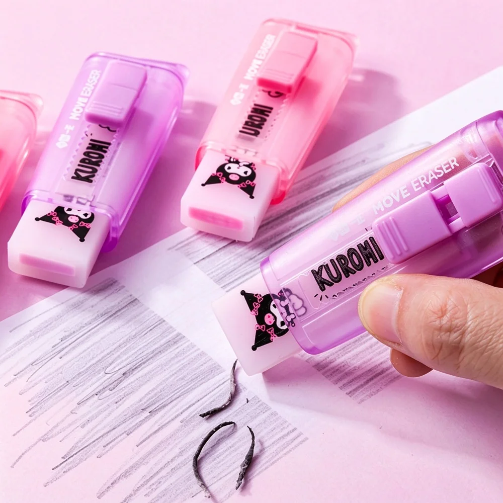 Genuine Kuromi Melody Sliding Push Retractable Erasers Sanrio Portable Jelly Eraser Clean Erasing For Student Homework Sketching