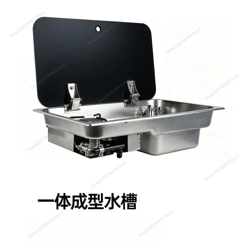 For RV Integrated Sink Faucet Stainless Steel Washbasin Induction Cooker Trailer Modification