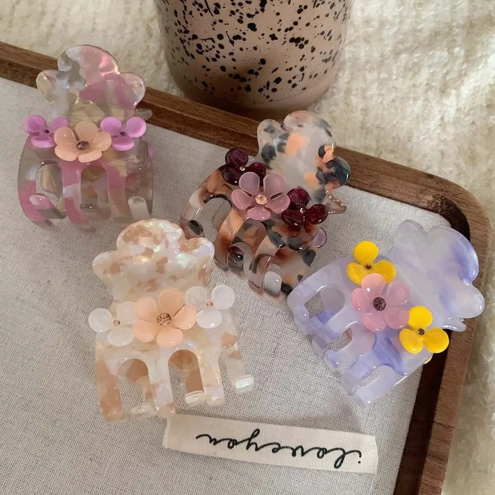 

Crystal Flower Hair Clip Hairpins Acetic Acid Small Acetate Hair Claw Hair Accessories Korean Style Zircon Hairgrip Daily