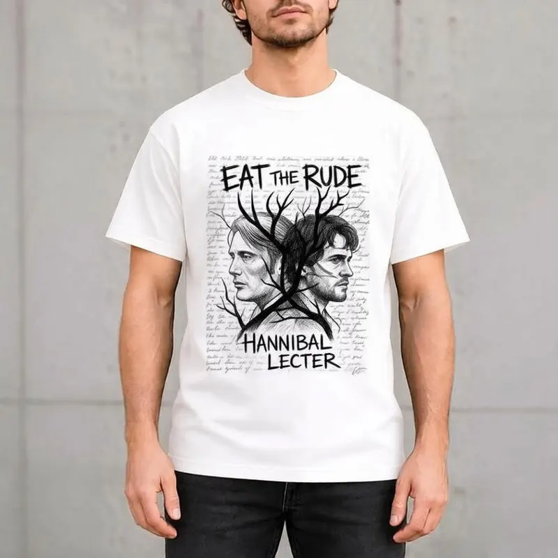Hannibal Lecter Will Graham Graphic T Shirt, TV Series Horror Fan Unisex Tee Retro Dark Academia Gothic Casual Short sleeve Tops