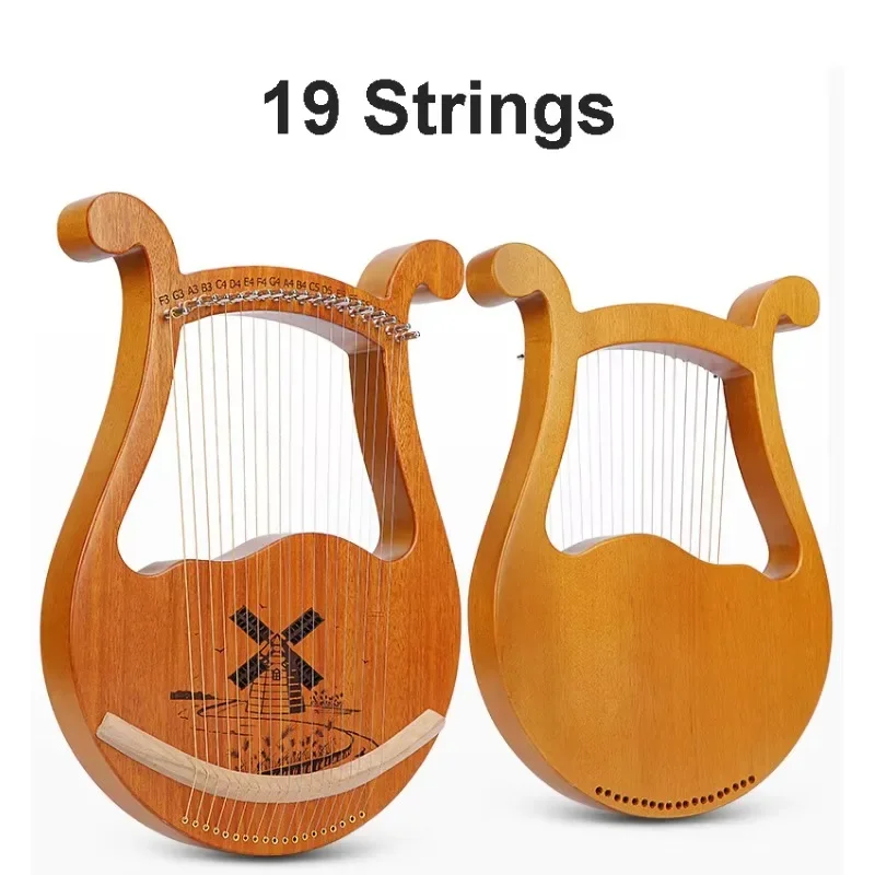 후쿠 정교한 기술 아름다운 사운드 OEM 현악기 전나무 19현 라이어 하프