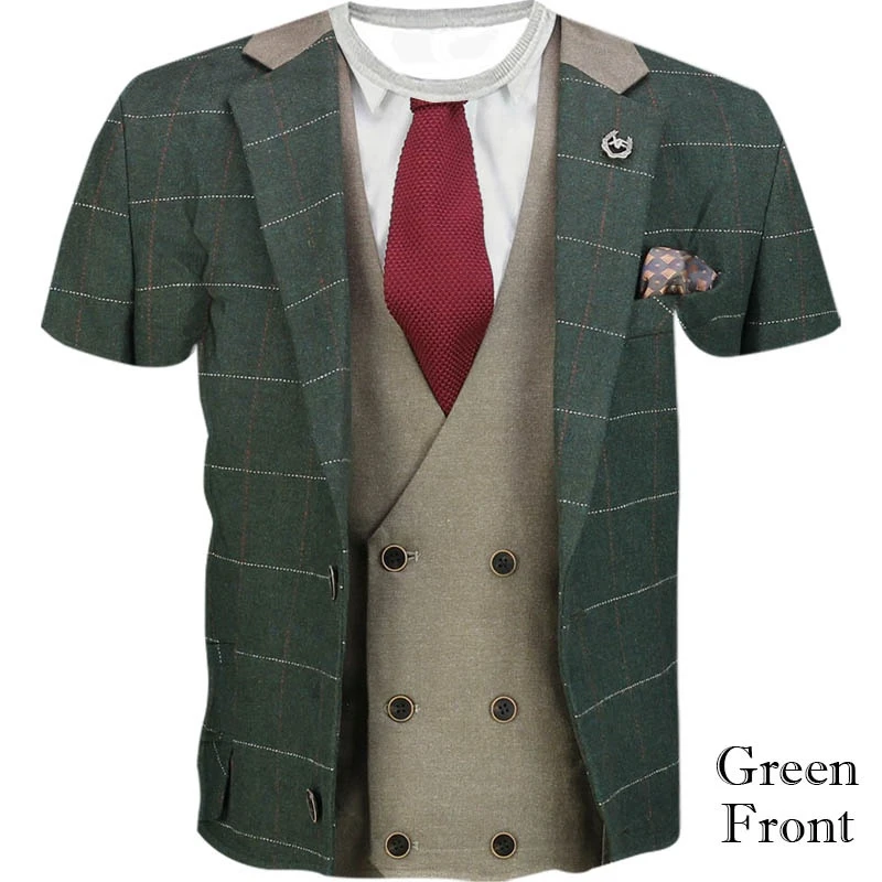 3D Print Funny Fake Suit Men's T-shirt Luxury Designer High Quality Personality Short Sleeve T Shirt Street Casual Oversized Tee