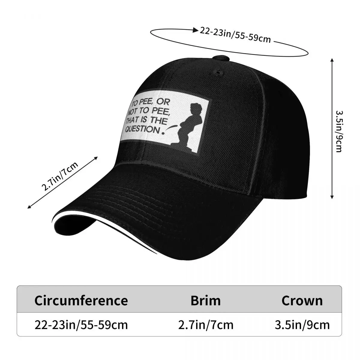 To Pee or Not To PEE Baseball Cap Hat Baseball Cap sailor cap for men dad hat Hood Caps For Women Men's