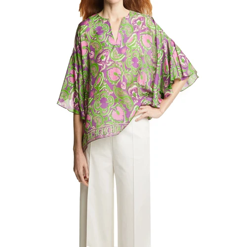 Imagen 2 del producto CHCH-Camiseta para mujer, camisa estampada con cuello en V, versión holgada, Top sencillo para ir al trabajo 2024