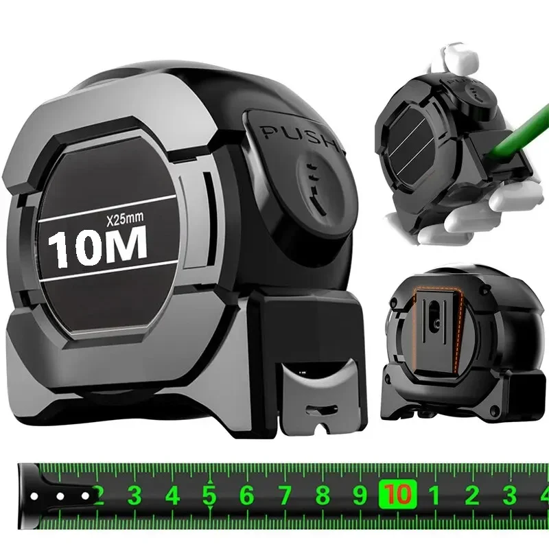 

Professional Tape Measure with Fluorescent Wear-resistant Steel, Self-lock Design, High Accuracy - 10m