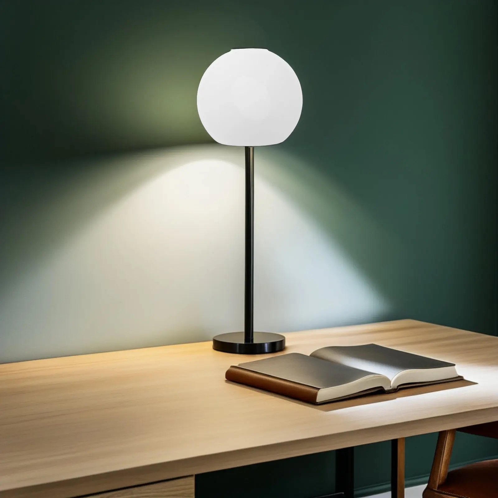 

Minimalist White Frosted Glass Globe Lampshade Double Hole Flat Mouth Table Lamp Shade Pendant Ceiling Light Cover