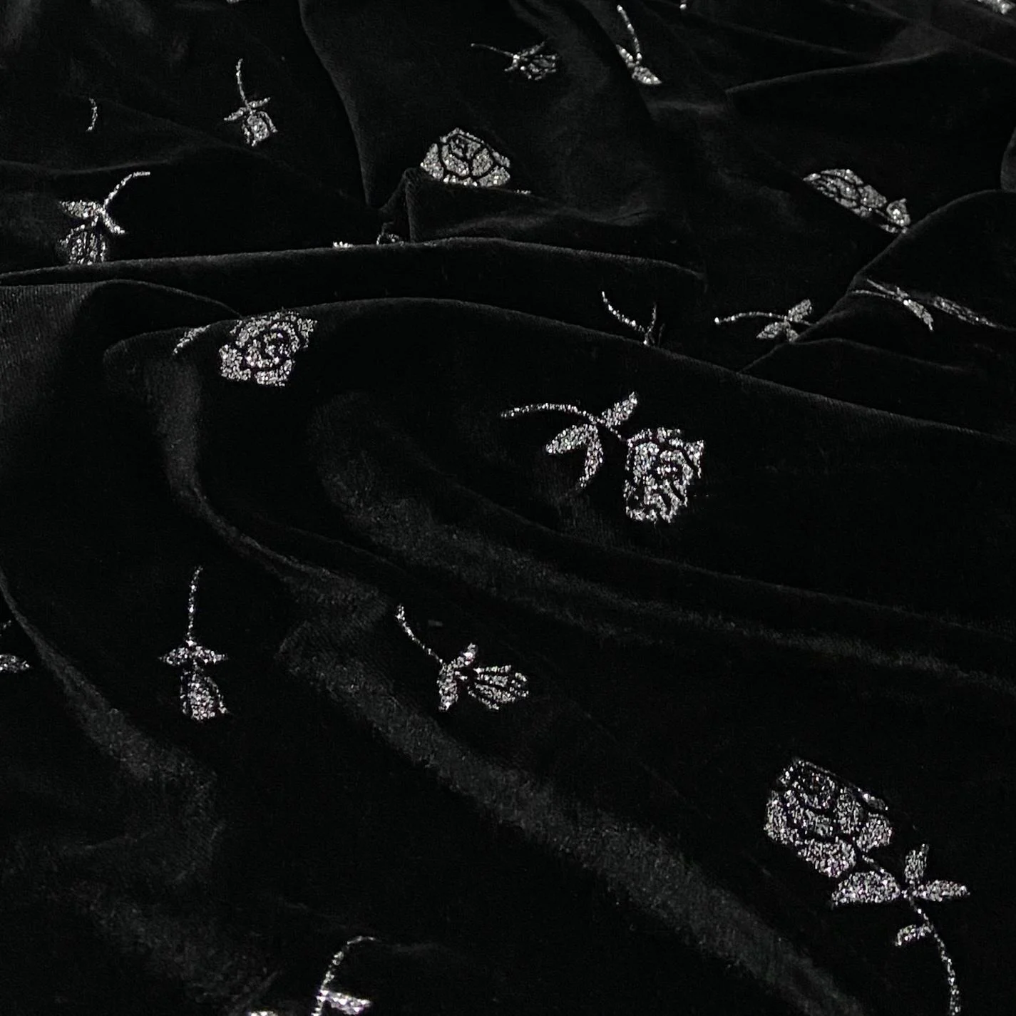 Black Rose Gold Velvet Fabric Bronzing Process Soft Cloth Women\'s Clothing Skirt Handmade Fabric Diy curtain slipcover